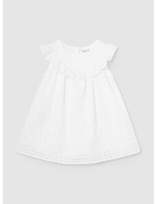Pamučna haljina za bebe Mayoral boja: bijela, mini, širi se prema dolje