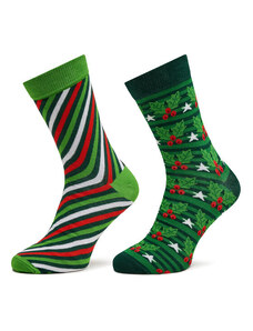Set od 2 para muških visokih čarapa Rainbow Socks