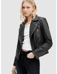 Kožna jakna AllSaints CARGO za žene, boja: crna, za prijelazno razdoblje