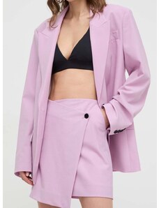 Suknja s primjesom vune Karl Lagerfeld boja: ružičasta, mini, širi se prema dolje