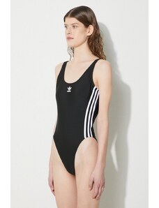 Jednodijelni kupaći kostim adidas Originals ADICOL 3S SUIT boja: crna, mekane košarice, HS5391-BLACK/WHIT