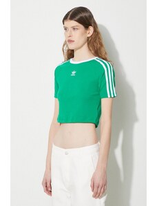 Majica kratkih rukava adidas Originals 3-Stripes Baby Tee za žene, boja: zelena, IP0666