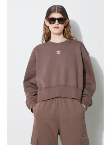 Dukserica adidas Originals Adicolor Essentials Crew Sweatshirt za žene, boja: smeđa, s aplikacijom, IR5971