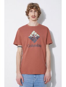 Pamučna majica Columbia Rapid Ridge boja: crvena, s tiskom