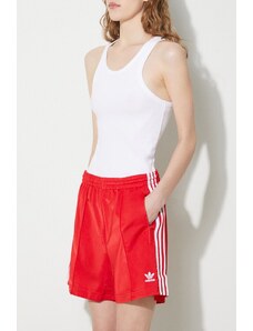 Kratke hlače adidas Originals Firebird za žene, boja: crvena, s aplikacijom, visoki struk