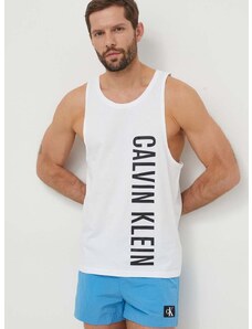 Pamučna majica kratkih rukava za plažu Calvin Klein boja: bijela