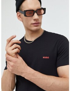 Pamučna majica HUGO 3-pack za muškarce, boja: crna, bez uzorka