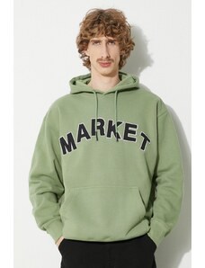 Pamučna dukserica Market Community Garden Hoodie za muškarce, boja: zelena, s kapuljačom, s aplikacijom, 397000580