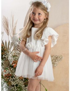 Dječja pamučna haljina Jamiks boja: bež, mini, širi se prema dolje
