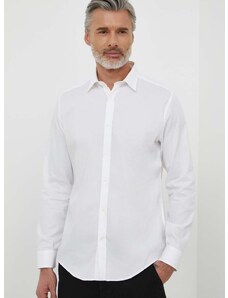 Pamučna košulja Liu Jo za muškarce, boja: bijela, slim, s klasičnim ovratnikom