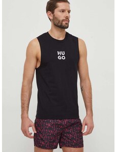 Pamučna majica HUGO za muškarce, boja: crna