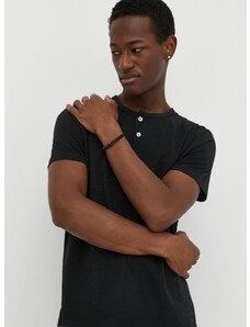Pamučna majica Marc O'Polo za muškarce, boja: crna, bez uzorka