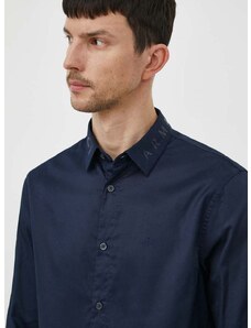 Pamučna košulja Armani Exchange za muškarce, boja: tamno plava, regular, s klasičnim ovratnikom, 3DZC36 ZNAUZ