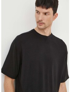 Majica kratkih rukava s dodatkom svile Calvin Klein boja: crna, bez uzorka