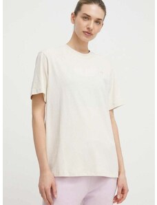 Pamučna majica New Balance za žene, boja: bež