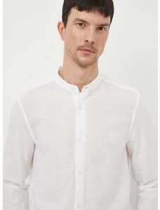 Lanena košulja Calvin Klein boja: bijela, regular, s ruskim ovratnikom
