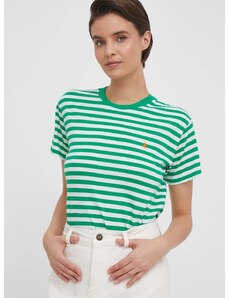 Pamučna majica Polo Ralph Lauren za žene, boja: zelena