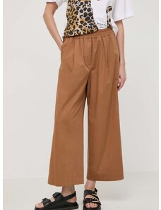 Pamučne hlače Weekend Max Mara boja: smeđa, široke, visoki struk