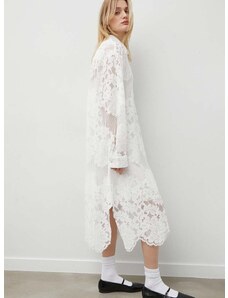 Pamučna haljina Herskind boja: bijela, midi, oversize