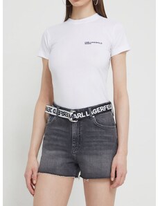 Traper kratke hlače Karl Lagerfeld Jeans za žene, boja: siva, bez uzorka, visoki struk