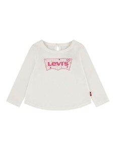 Pamučna majica dugih rukava za bebe Levi's LVG CURVED HEM LS TEE boja: bež