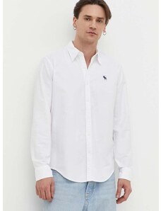 Košulja Abercrombie & Fitch za muškarce, boja: bijela, regular, s button-down ovratnikom