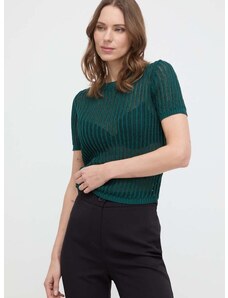 Pamučni pulover Liviana Conti boja: zelena, lagani