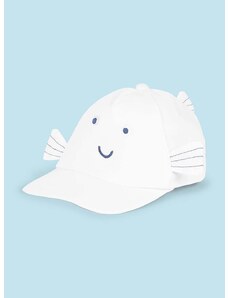 Pamučna kapa sa šiltom za bebe Mayoral Newborn boja: bijela, s tiskom