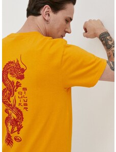 Pamučna majica Quiksilver za muškarce, boja: žuta, s tiskom