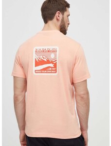 Pamučna majica Napapijri S-Gouin za muškarce, boja: ružičasta, s tiskom, NP0A4HTQP1I1