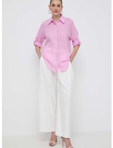 Lanena košulja Marella boja: ružičasta, regular, s klasičnim ovratnikom