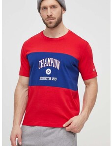 Pamučna majica Champion za muškarce, boja: crvena, s tiskom, 219853