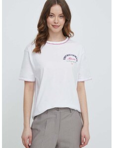 Pamučna majica Emporio Armani za žene, boja: bijela, 3D2T8E 2JIDZ