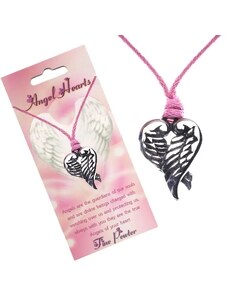 Nakit Eshop - Ružičasta ogrlica - privjesak srce sa savijenim krilima Y53.20