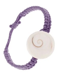 Nakit Eshop - Ljubičasta pletena narukvica s okruglom školjkom S10.19