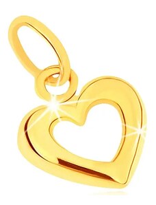 Nakit Eshop - Privjesak od 375 zlata - šira zaobljena kontura simetričnog srca, visoki sjaj S2GG46.02