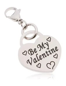 Nakit Eshop - Privjesak, nehrđajući čelik, srce sa natpisom Be My Valentine AA43.24