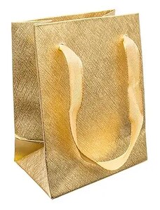 Nakit Eshop - Poklon vrećica, sjajna mrežasta površina zlatne boje, vrpce GY56