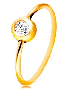 Nakit Eshop - 14K zlatni piercing za nos - žuto zlato, sjajni krug sa prozirnim cirkonom u postolju S2GG206.04