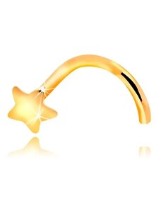 Nakit Eshop - Piercing za nos od žutog 14K zlata - savijen, mala zvijezda GG207.06