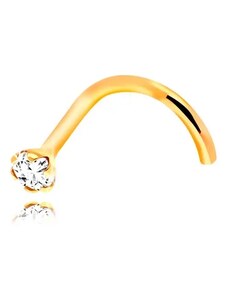 Nakit Eshop - Savijeni piercing za nos od žutog 14K zlata, prozirni okrugli cirkon, 1,5 mm S2GG207.15