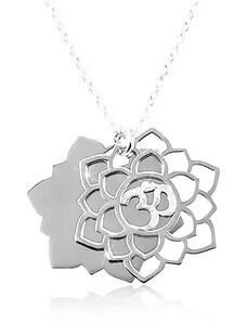 Nakit Eshop - Ogrlica od 925 srebra, veliki urezani cvijet, Om simbol SP87.17
