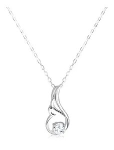 Nakit Eshop - 925 srebrna ogrlica - svjetlucavi lančić, silueta krila anđela, cirkon V06.29