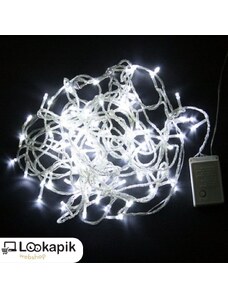 Lookapik LED žaruljice bijele i šarene, prozirna žica, 100 komada - LED lampice za bor - Bijela