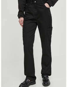 Hlače Calvin Klein Jeans za žene, boja: crna, ravni kroj, visoki struk