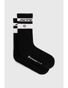 Čarape AAPE Rib w/ Stripe za muškarce, boja: crna, ASO5135