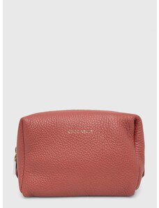 Kožna kozmetička torbica Coccinelle boja: ružičasta