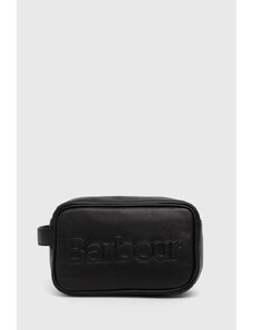 Kožna kozmetička torbica Barbour Logo Leather Washbag boja: crna, MAC0451