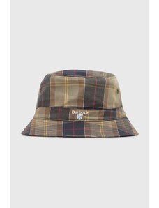 Pamučni šešir Barbour Tartan Bucket Hat boja: zelena, pamučni, MHA0618