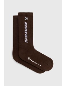 Čarape AAPE Rib za muškarce, boja: smeđa, AS04867